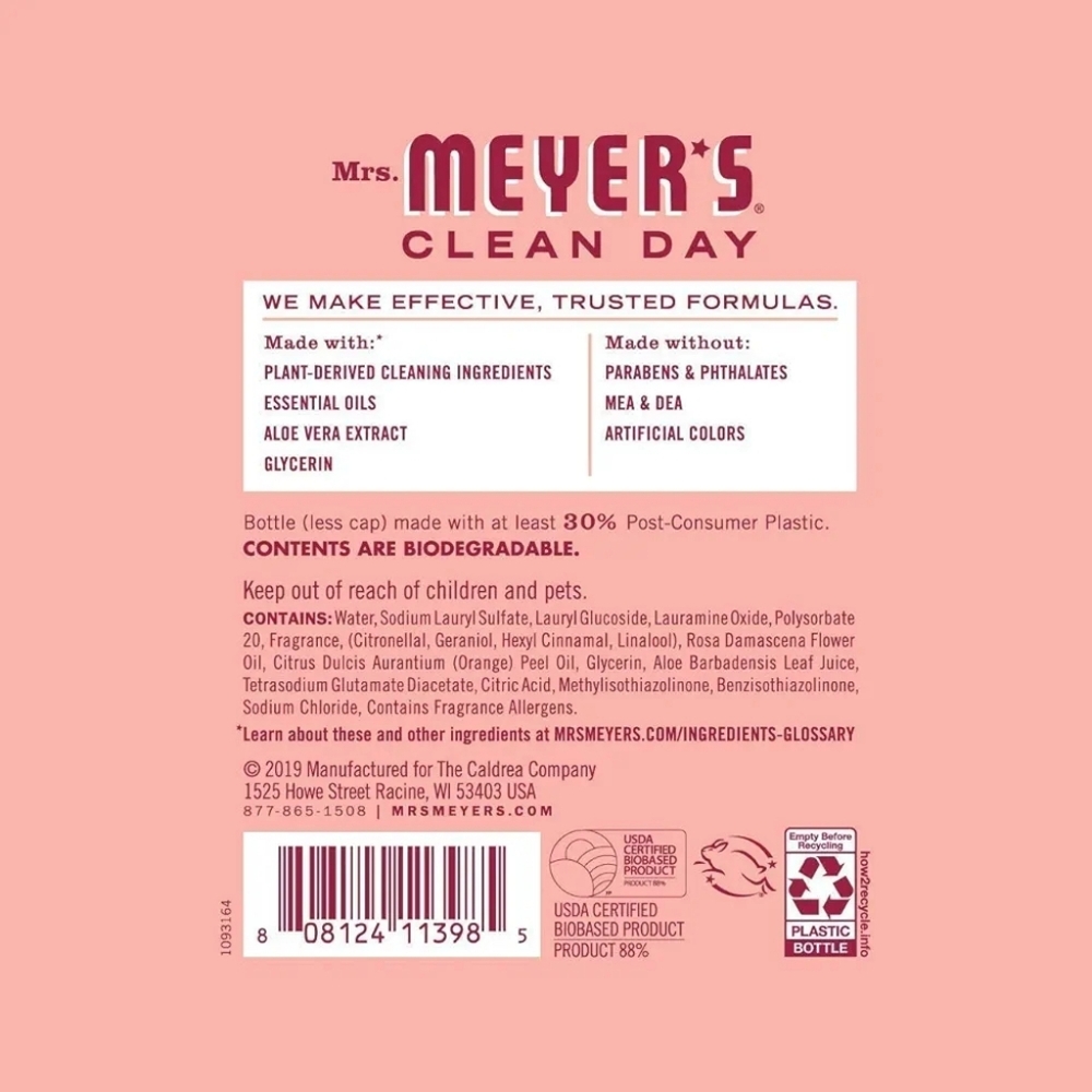 NEW Mrs. Meyer's Clean Day Liquid Dish Soap Rose Limited Edition 16 fl oz 3 Pack - Picture 4 of 10